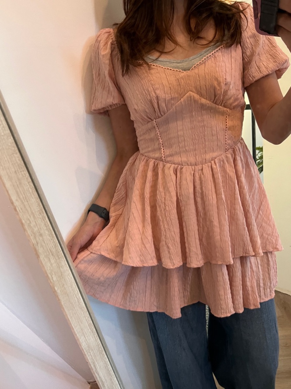 All in Favor Dusty Rose Textured Sweetheart Top dress